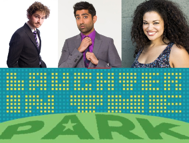 Charlie Pickering, Saurin Choksi, and Michelle Buteau